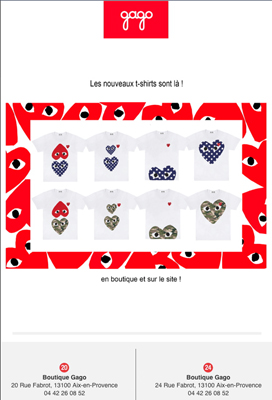 Newsletter de la boutique de vêtements Gago