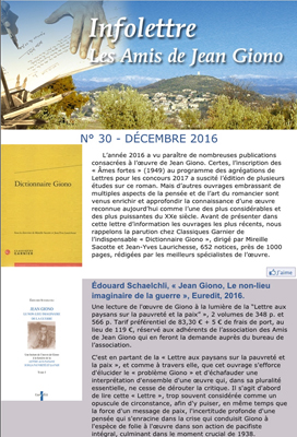 Infolettre de l'Association des Amis de Jean Giono