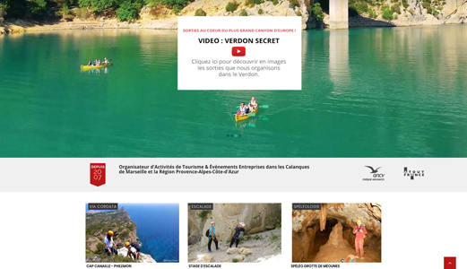 Page du site active-road.com sur l'organisation d'activités nautiques sur le Verdon